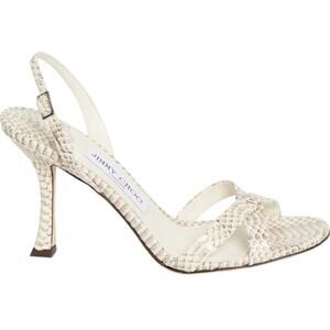Jimmy Choo NIB Elsy Snakeskin Embossed Slingback Sandal in Roccia Size 40